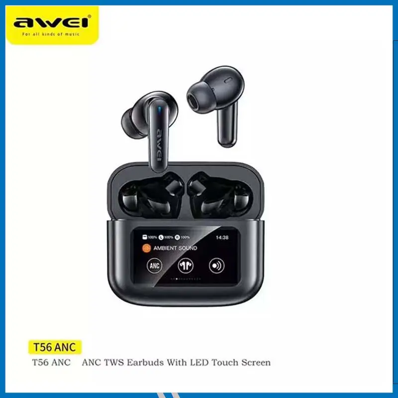 Awei T56 ANC TWS Earphone With Touch LCD Screen