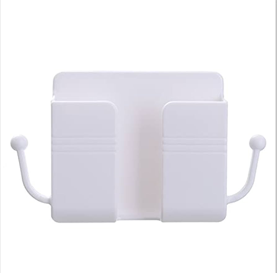 Wall mount phone charging holder stand with extra Storage Box, Remote Control holder, Mobile Phone Plug, Home Charging Shelf