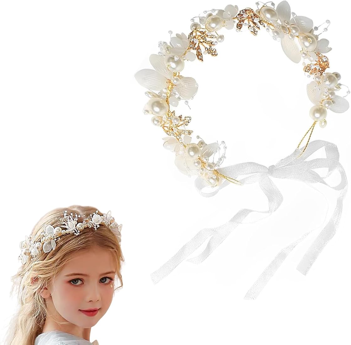 Wedding Accessory Bride Crown Hair Crystal Jewelry Tiara With Pearls Flowers Wedding Crown Floral Pearl