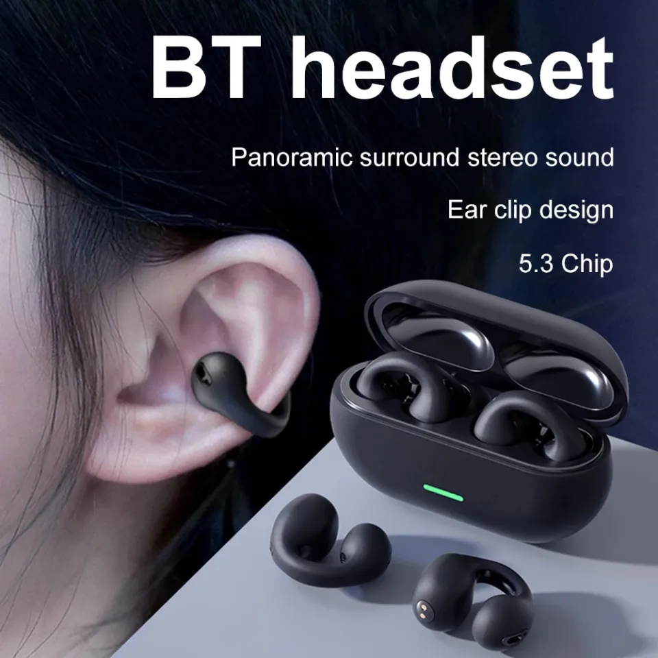 T75 Ear-Clip Bluetooth Headphones Bone Conduction Earphones Wireless Earbuds 3D Surround Stereo Bass Sports Headset with Mic