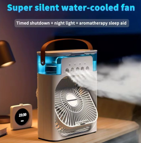 Air Conditioner Cooling Fan With 5 Sprays 7 Color Light Portable Fan Air Cooler Kipas Mini Fan Air Humidifier By Next Gadget