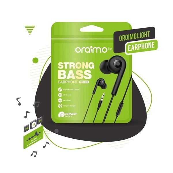 Oraaimo Oep-E10 Strong Bass Earphone 2 pieces package
