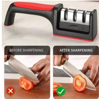 Kitchen 3-Segment Knife Sharpener Household Multi-Functional Hand-Held 3-Purpose Black Sharpening Stone