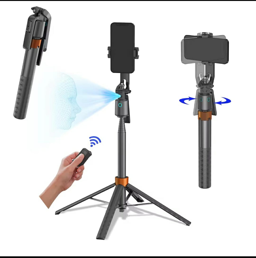 Q13 Selfie Stick Tripod with Wireless Remote Control Smart Auto AI Tracking Stabilizer Gimbal (5.5) foot