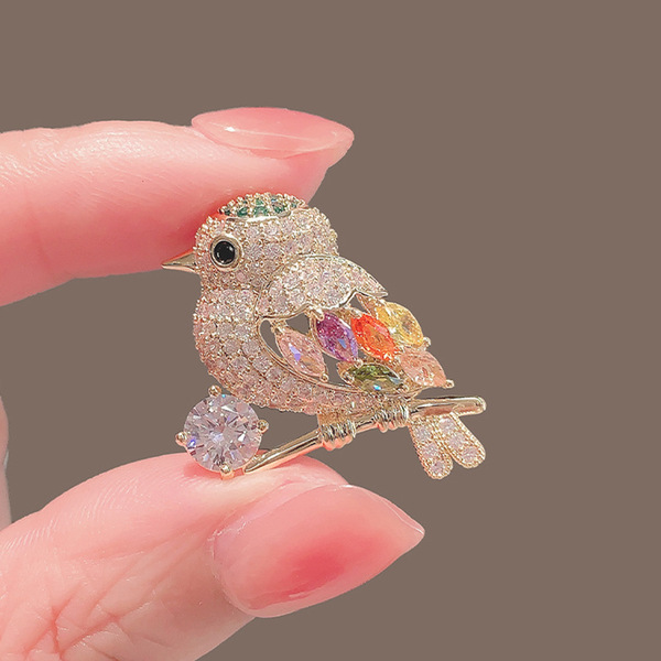 Magpie Bird Brooch High-end Japanese Style Cute Anti-running Light High-end Sense Personalized Suit Colorful Pin Corsage Accessories